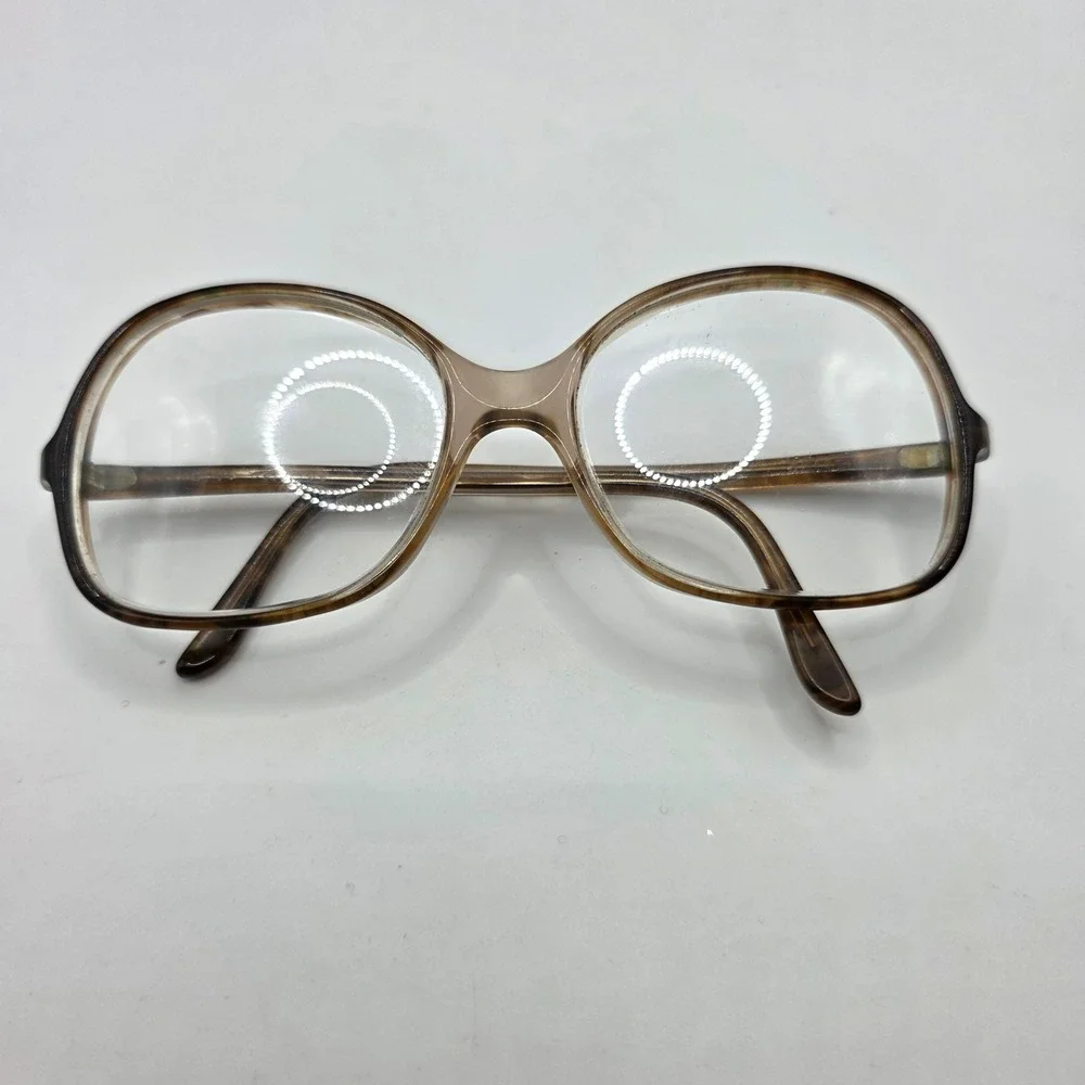 Vintage Oversized Round Eyeglass Frames Brown Tortoise 70s 80s Retro Women